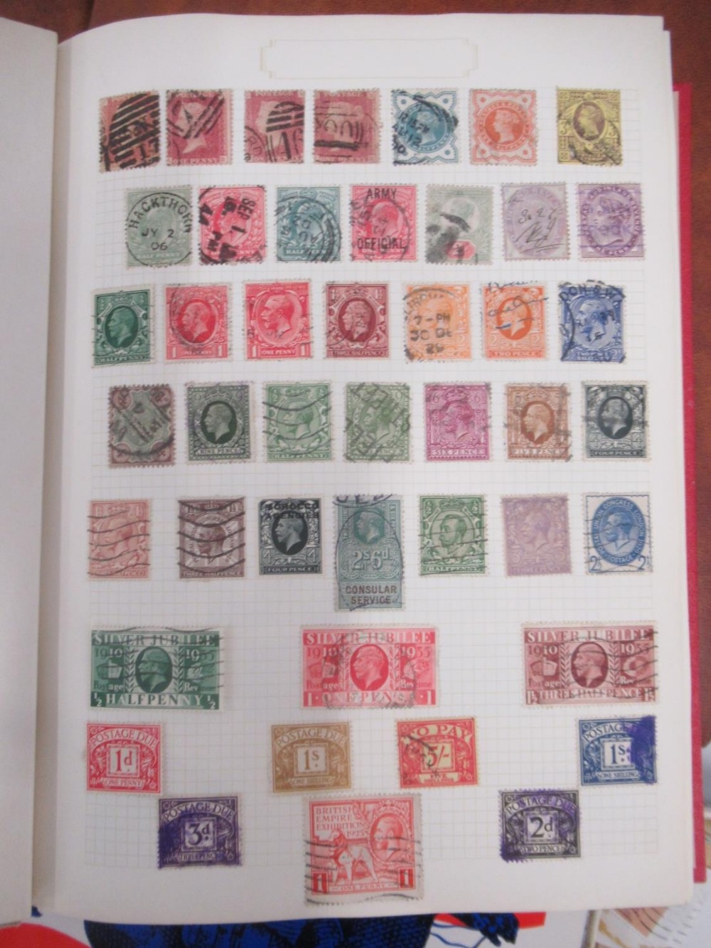 Red The Derwent Stamp Album cont. 4 used penny reds, GB & mixed International stamps, blue The - Image 2 of 11