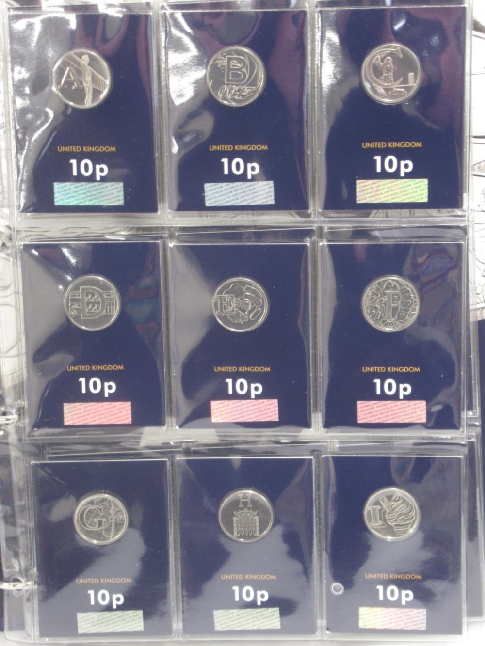 3 Change Checker folders cont. 2 sets of A-Z Great Britain 10ps, £5, £2, 50ps, Kew Gardens 2019 50p, - Bild 2 aus 27