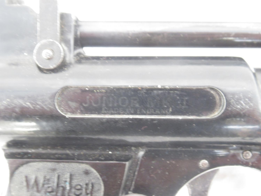 Webley & Scott Junior MK. II over lever air pistol with black leather pistol holder - Image 3 of 8