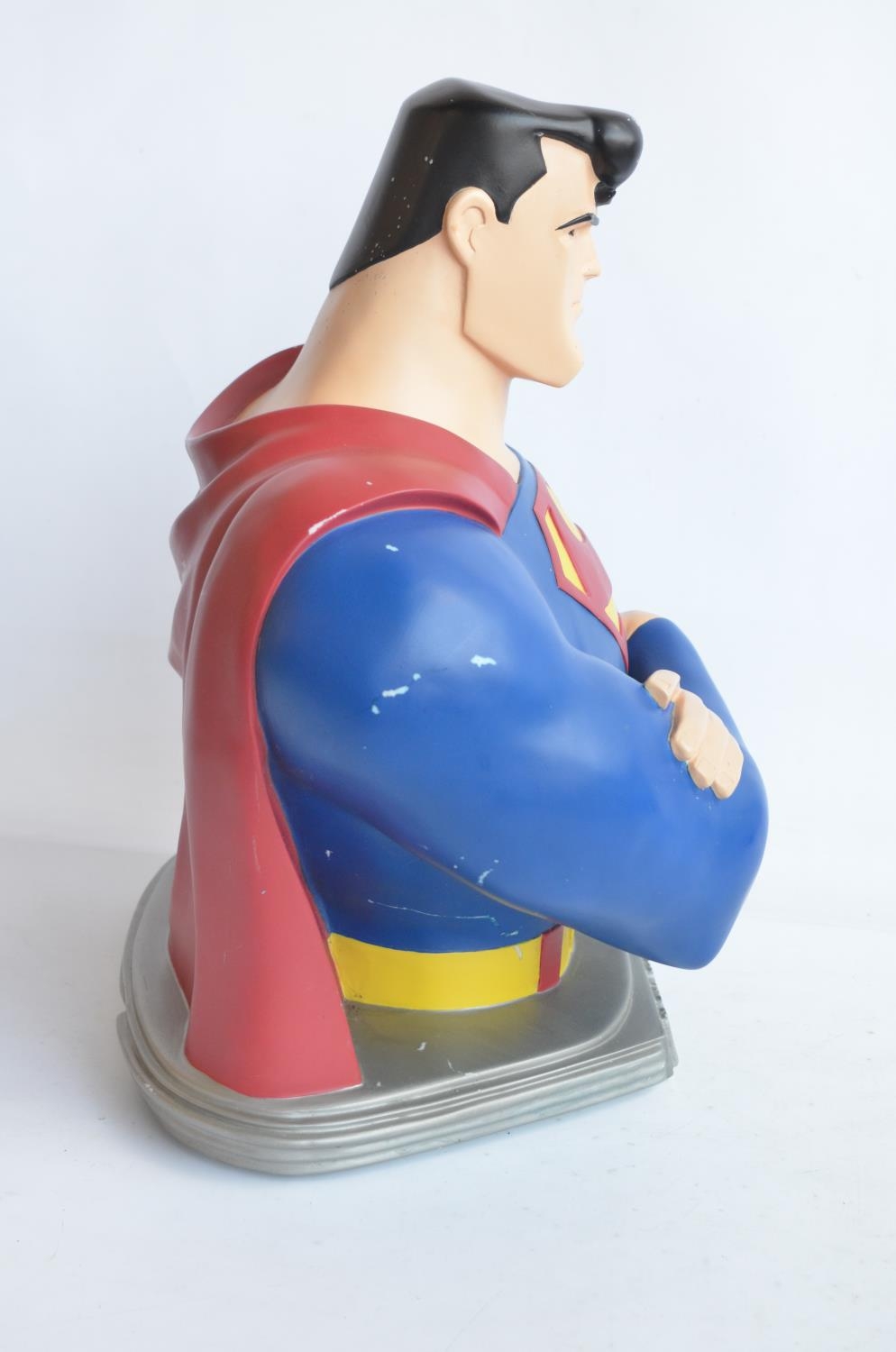 Large painted resin Superman comic bust from TM & Co, 1999 (Warner Bros store). Some paint chipping, - Image 2 of 6