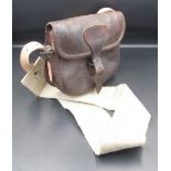 Unbranded vintage leather cartridge bag, in good condition with some age-related wear. With