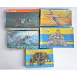 Collection of WWII Luftwaffe themed plastic aircraft model kits to include 1/4 scale 14001 and 14002