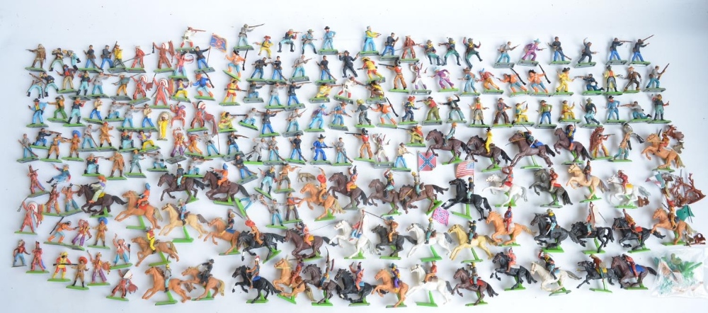 Collection of Britain's Deetail Cowboys, Indians and American Civil War toy soldiers including