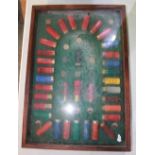 Shop display case containing collection of shotgun cartridges. To include Russell Hillsdon,