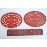 Two relief cast metal loco plates to include Hunslett Engine Company Leeds No9372 (Rebuilt 2009) and