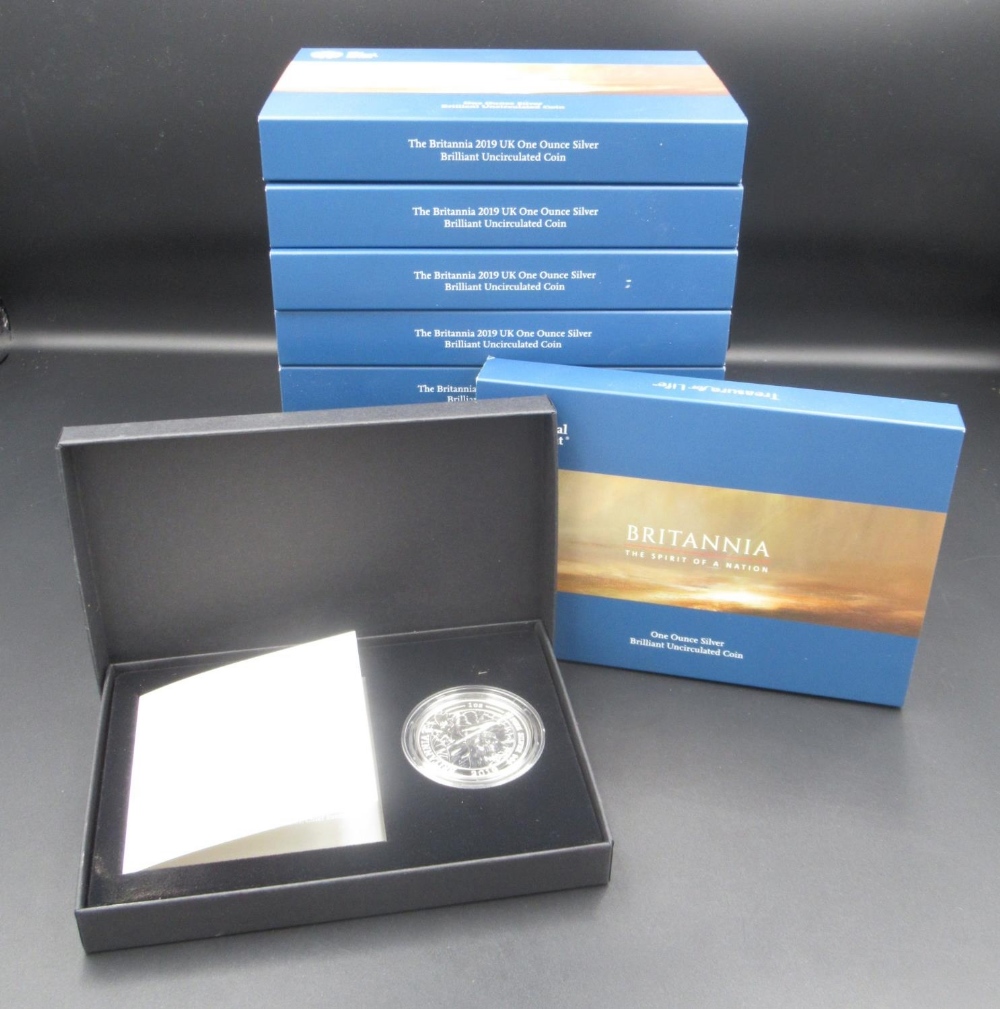 Royal Mint - 10 The Britannia 2019 UK 1 ounce silver brilliant uncirculated coins, Limited edition