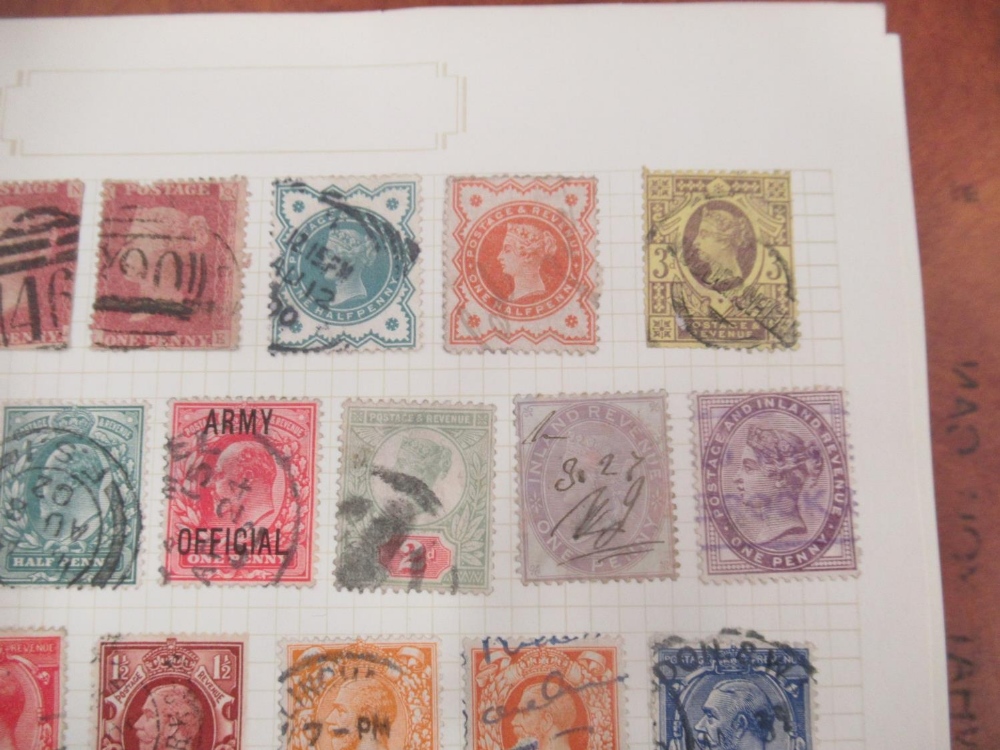 Red The Derwent Stamp Album cont. 4 used penny reds, GB & mixed International stamps, blue The - Image 4 of 11