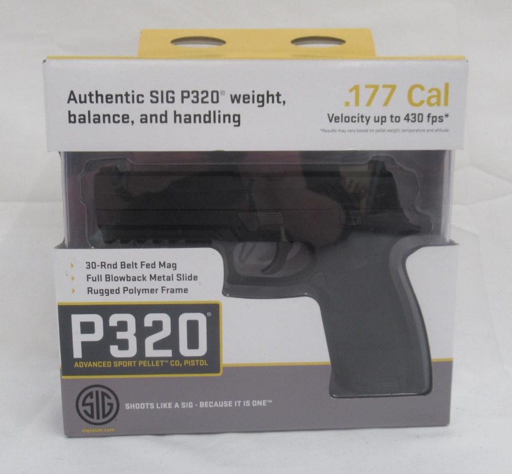 Sig Sauer P320 .177 CO2 air pistol with 30 rnd belt fed magazine, in original box