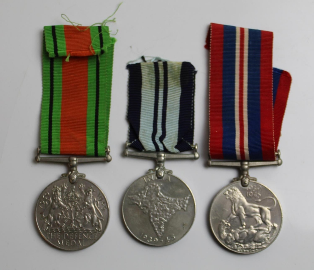 1939-45 India War Medal, British War Medal 1939-45, The Defence Medal 1939-45. - Image 2 of 2