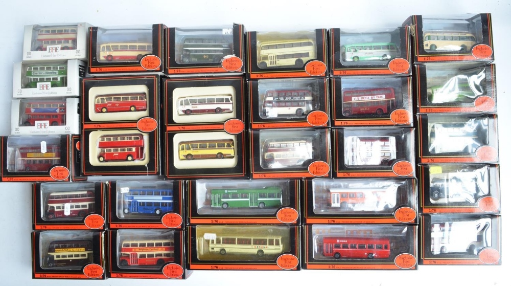 Twenty seven boxed 1/76 scale diecast bus models and model sets from EFE. Contents appear un-
