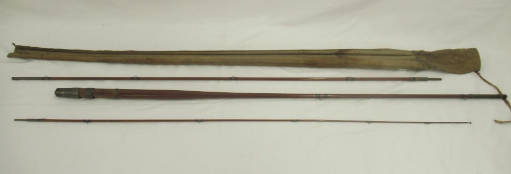 Vintage wooden Army and Navy Stores three-piece fly fishing and general purpose rod, complete with