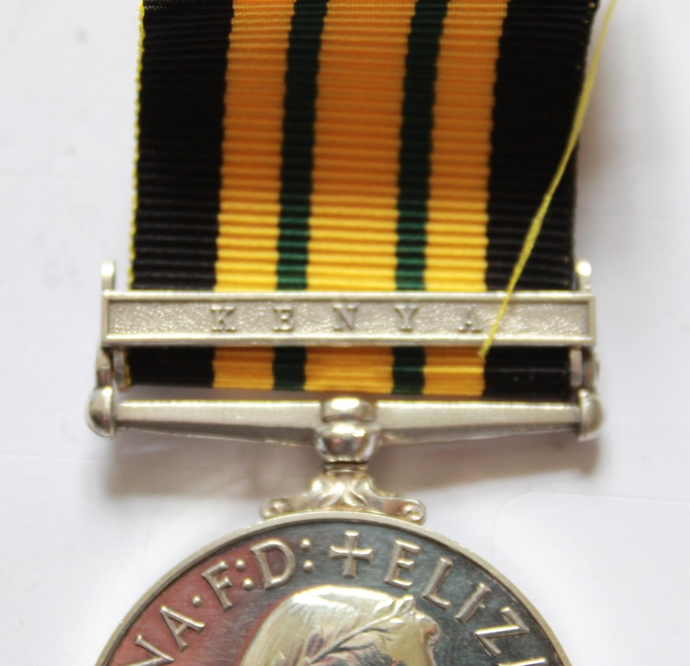 African General Service Medal with Kenya clasp. To 23068657 Pte E. Scott. Kings Own Yorkshire - Image 3 of 3