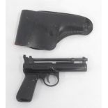 Webley & Scott Junior MK. II over lever air pistol with black leather pistol holder