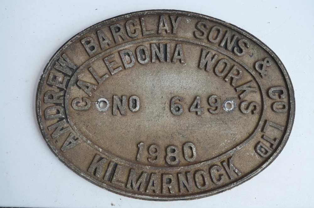 Relief cast metal engine plate, Andrew Barclay Sons & C0 Ltd, No 649, Caledonia Works Kilmarnock - Bild 2 aus 3