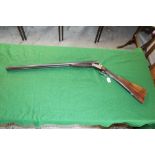 12 Bore Arthur Turner side by side shotgun, with ejector, barrel length 30", length of pull 14.5",