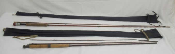 A pair of vintage fly fishing rods. To include an Edminson Bros 'Alnwick' two-section fly rod. In