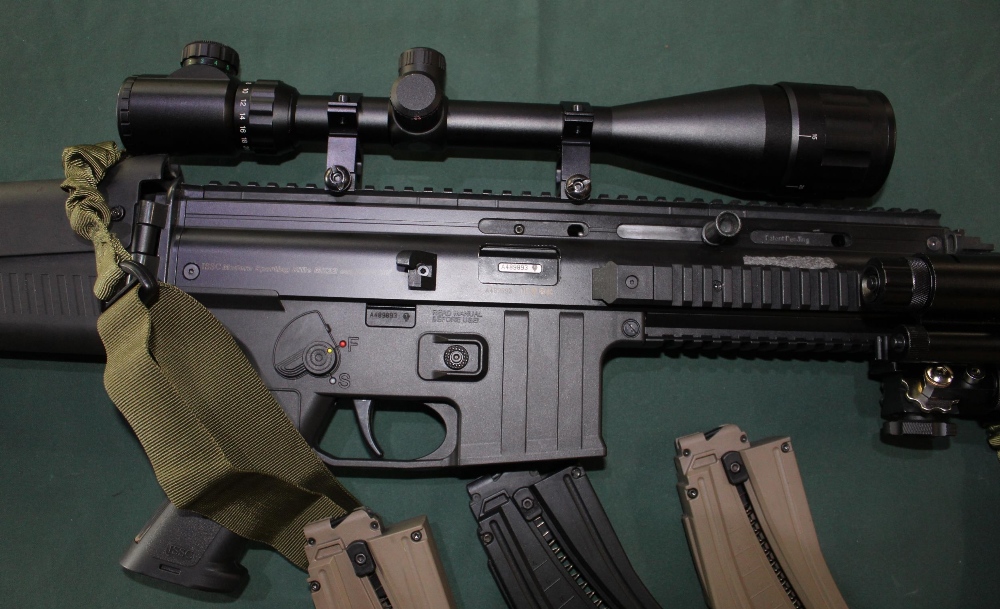 .22RF ISSC self loading rifle with three magazines, detachable sound moderator, Vlife 6-24x50 scope, - Image 2 of 2