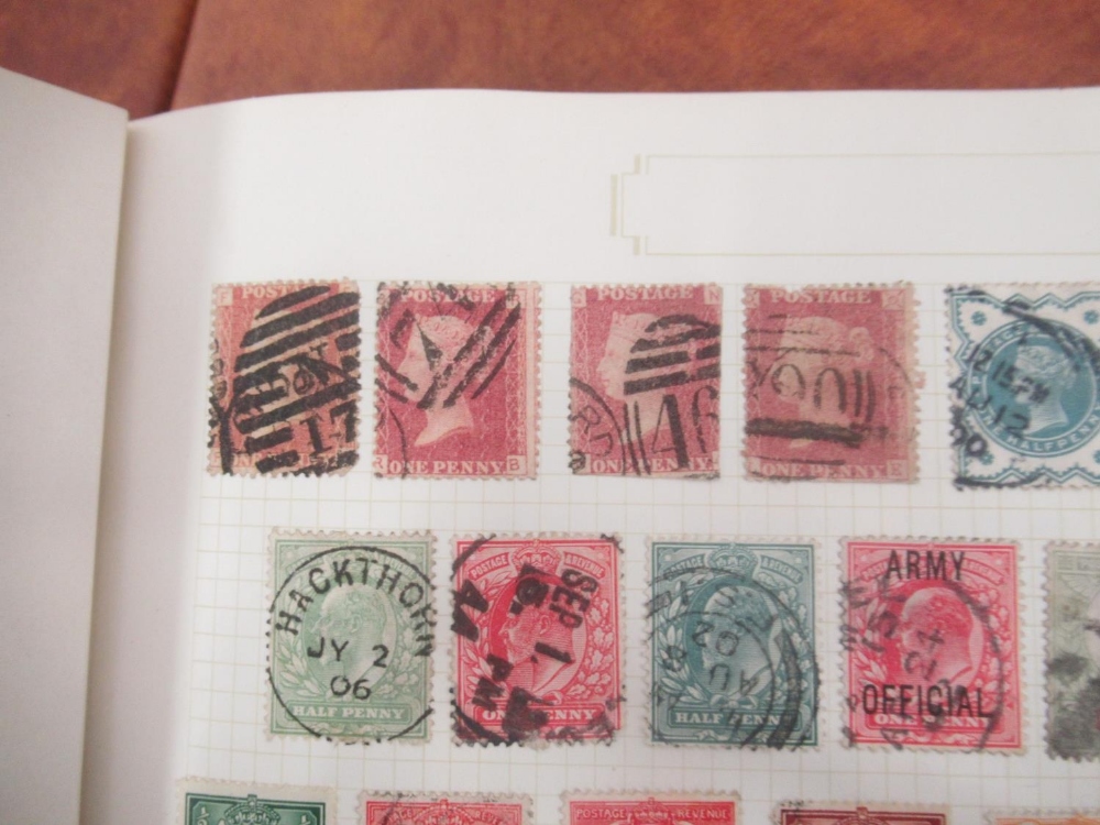 Red The Derwent Stamp Album cont. 4 used penny reds, GB & mixed International stamps, blue The - Image 3 of 11