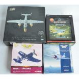 Four 1/72 scale diecast WWII US aircraft models to include Forces Of Valor B-25J Mitchell (fair/good