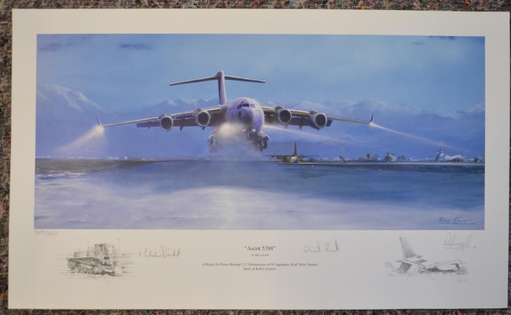 Five limited edition aviation prints, all signed in pencil by the artists, most with signatures of - Bild 6 aus 13