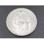 Royal Mint die trial or proving piece 1957, Worker with hammer striking coin, BRITANNIA MONETA/