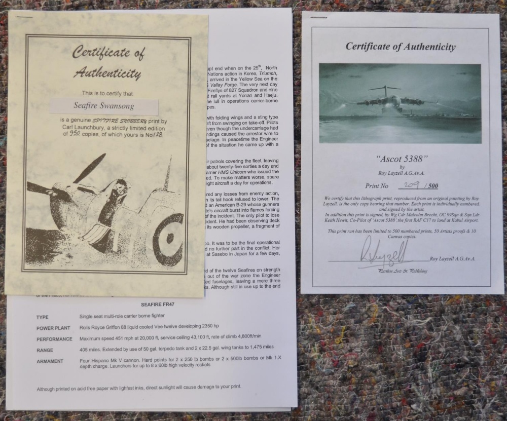 Five limited edition aviation prints, all signed in pencil by the artists, most with signatures of - Bild 12 aus 13