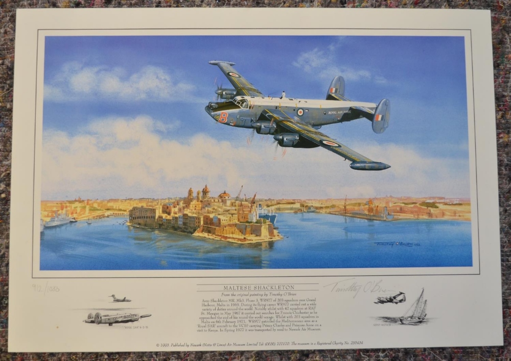 Five limited edition aviation prints, all signed in pencil by the artists, most with signatures of - Bild 7 aus 13