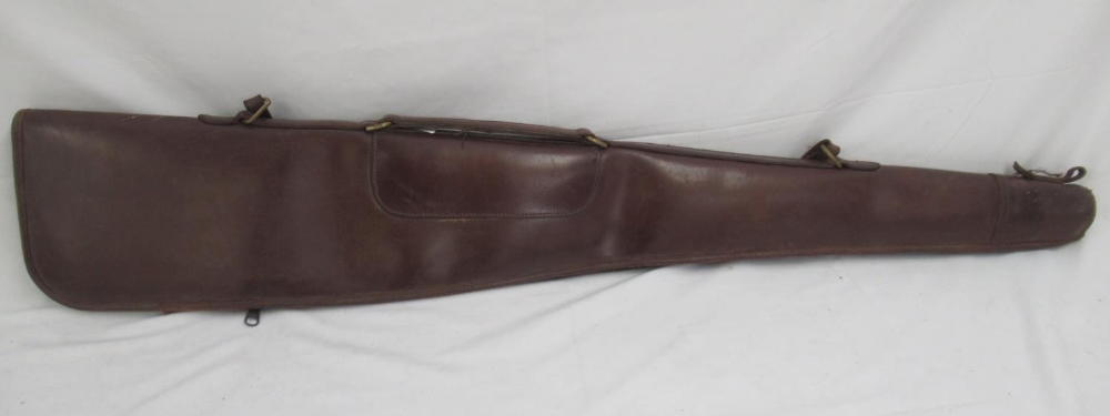 Powell and Son wool-lined leather gun slip. With light age-related scuffing to extremities and minor