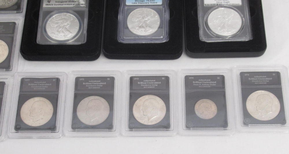 11 American silver dollars encapsulated, 8 Uncirculated Dollars encapsulated, Republic of Palau - Image 3 of 5