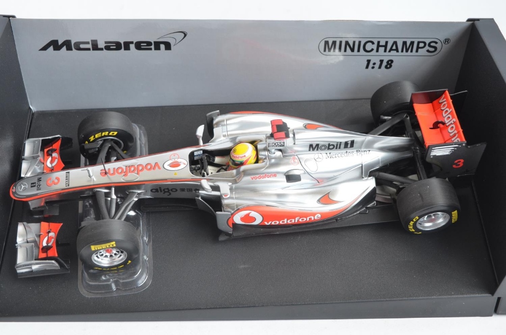 Four boxed 1/18 scale Formula 1 racing car models from Paul's Model Art/Minichamps, all McLaren - Image 3 of 6