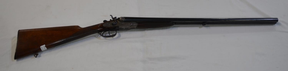 Belgium 16B double barrelled side by side hammer shotgun, barrel L27", overall L43.5", length of