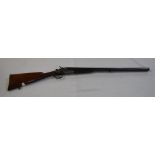 Belgium 16B double barrelled side by side hammer shotgun, barrel L27", overall L43.5", length of