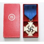 25 Year Faithful Service Medal. In mint condition with ribbon and original box.