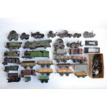 Collection of tin plate O gauge railway models from Hornby Meccano for spares and repairs.