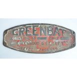 Greenbat brass locomotive engine plate for an underground mine train No6121 Built 1965 By