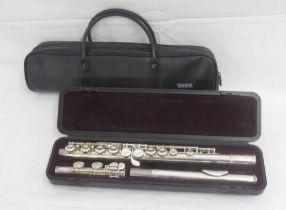Yamaha 211 silver plated three-piece flute, serial no. 679079 , in fitted case (lacking cleaning
