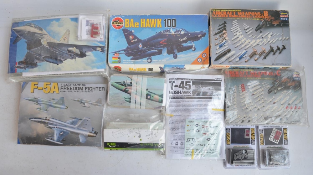 Collection of 1/48 scale plastic model kits and accessories (most kits unboxed but all complete)