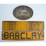 Relief cast metal engine plate, Andrew Barclay Sons & C0 Ltd, No 649, Caledonia Works Kilmarnock