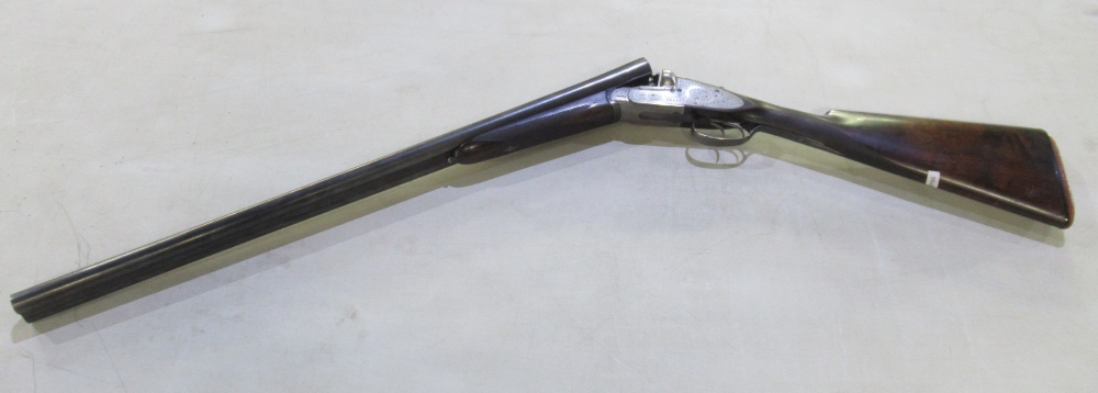 Hijos De Victor 12B side-by-side shotgun, ejector, 27.5" barrels, overall length 44.5", length of
