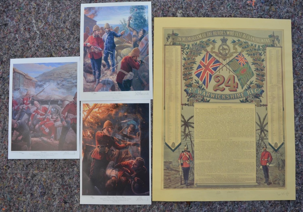 Three limited edition Zulu Wars related prints by Mark Churns to include 'Pinned Like Rats in a