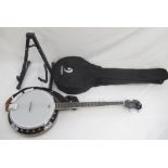 Vangoa 5 string banjo, with Vangoa black travel bag and banjo stand