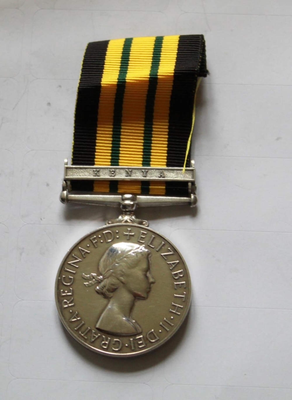 African General Service Medal with Kenya clasp. To 23068657 Pte E. Scott. Kings Own Yorkshire