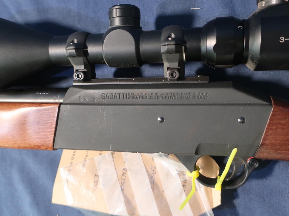 Sabatti sports .22 rifle fitted with sound moderator, 3-9x56eg scope, serial no. R47506 (section one - Image 5 of 5