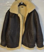 Modern leather and sheepskin flying jacket, no makers marks, size large in excellent supple