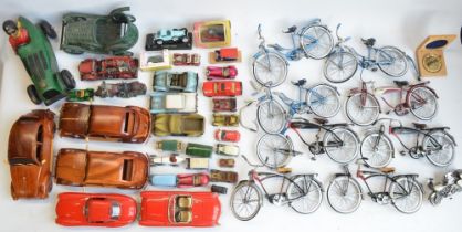 Collection of model vehicles, bicycles and aircraft to include large scale metal and plastic bike