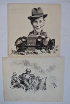 Four pen and ink sketches by George Lane C1940's to early 50's for The Motor magazine to include '