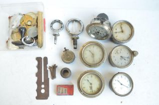 Five vintage car clocks and another car instrument by Smiths, a desktop metal model of a generic