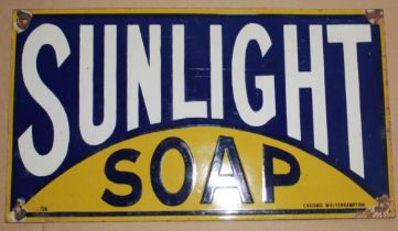 Single sided enamel sign 'Sunlight soap'