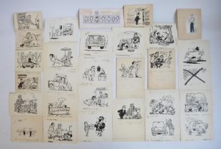 Collection of 26 small original pen and ink drawings, mostly for Autocar Magazine C1960s to