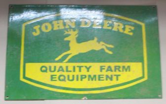 Single sided enamel sign. 'John Deere Quality Farm Equipment' 61cmx38